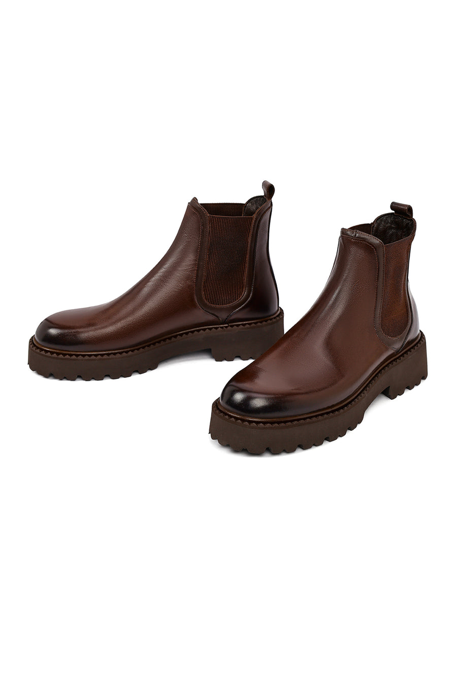 Male Brown Thick-Soled Leather Chelsea Boots