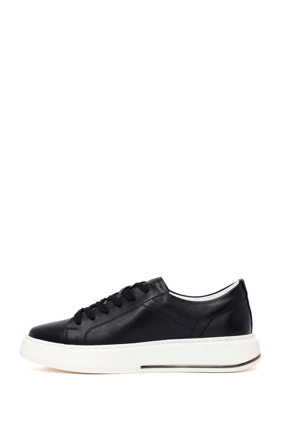 Male Black Lace-Up Leather Sneaker