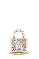 Woman Multicolored Patterned Mini Evening Bag with Long Chain Strap | Derimod