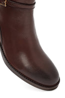 Woman Brown Zippered Leather Boat | Derimod