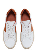 Men's White Orange Suede Detailed Leather Sneaker | Derimod