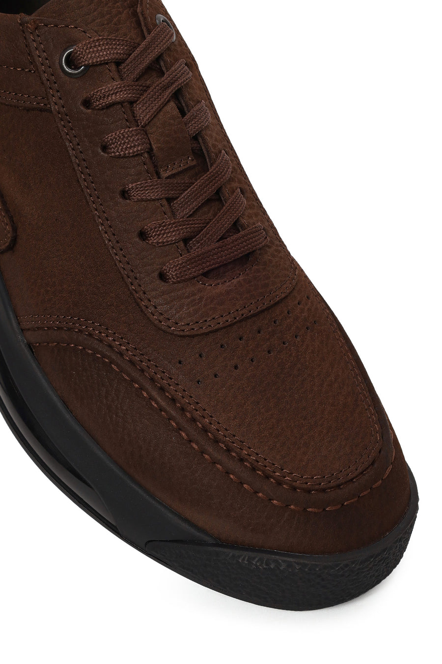 Male Brown Lace-Up Nubuck Leather Sneaker