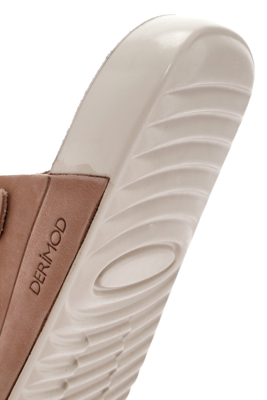 Women's Beige Buckled Nubuck Leather Comfort Slippers