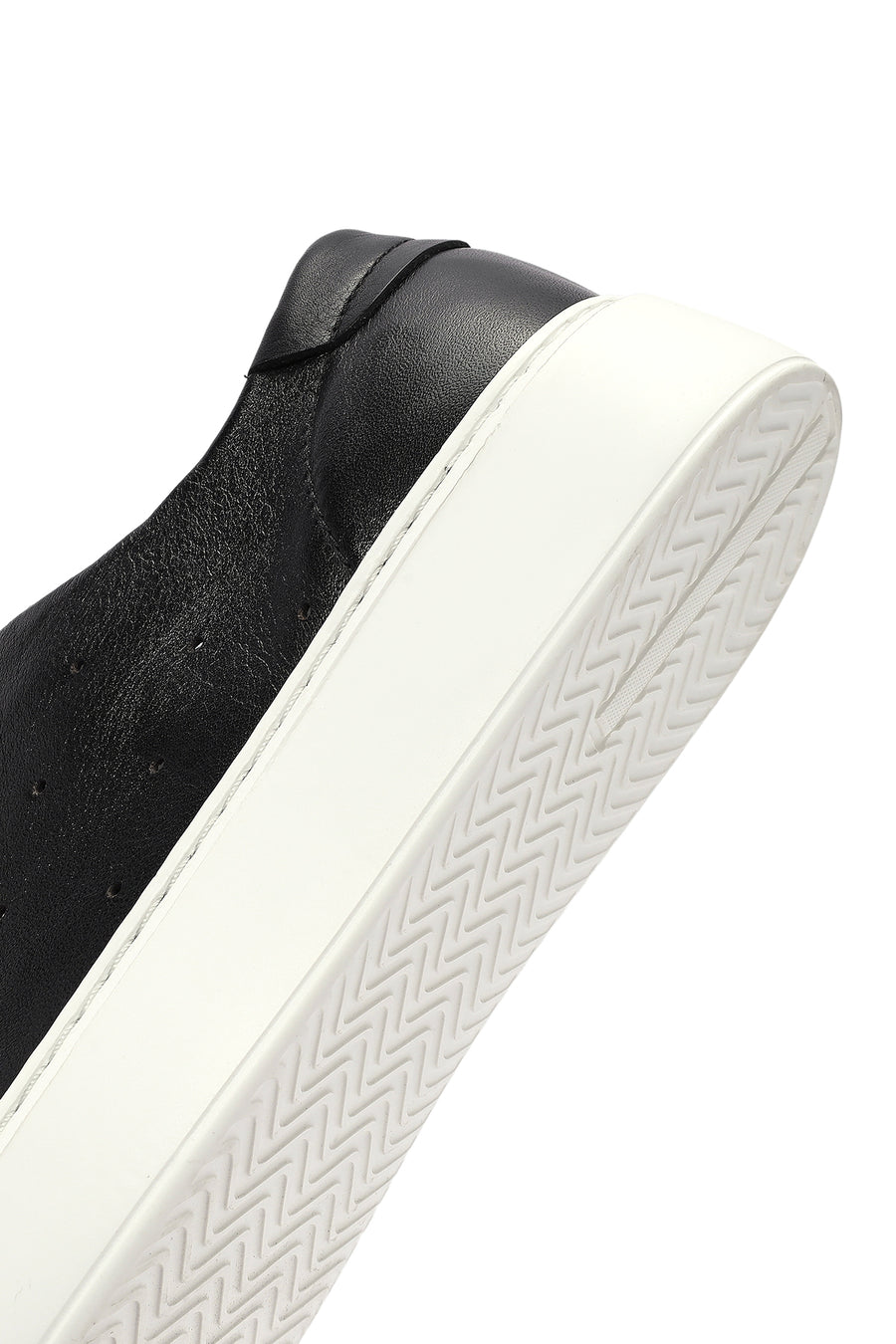 Men's Black Lace-up Thick-Sole Leather Sneaker