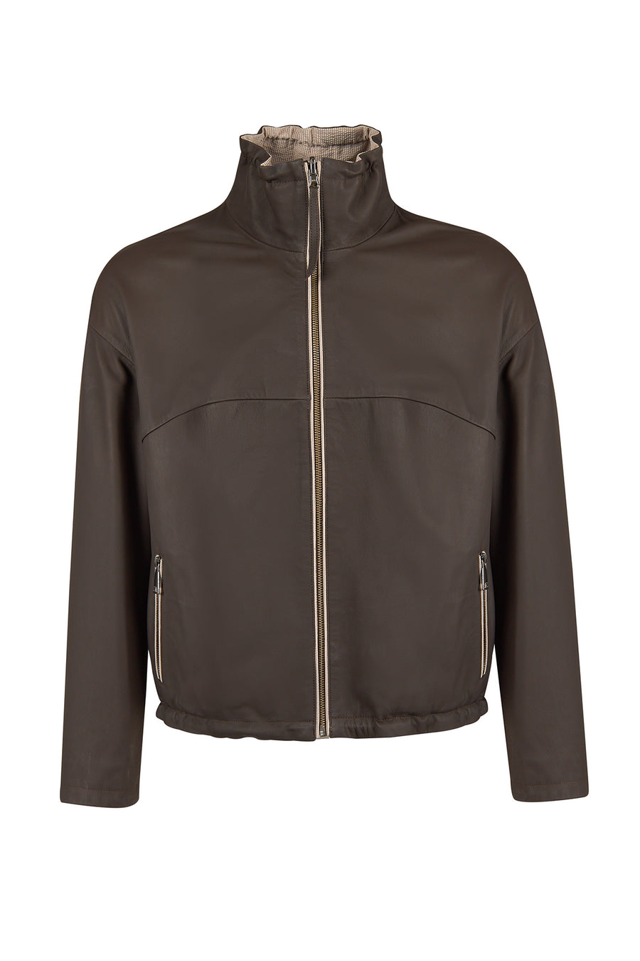 Arlin Woman Brown Reversible Oversized Leather Jacket