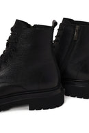 Male Black Lace-up Zip Closure Leather Casual Boots | Derimod