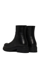 Woman Black Zip Closure Thick-Soled Leather Boots | Derimod