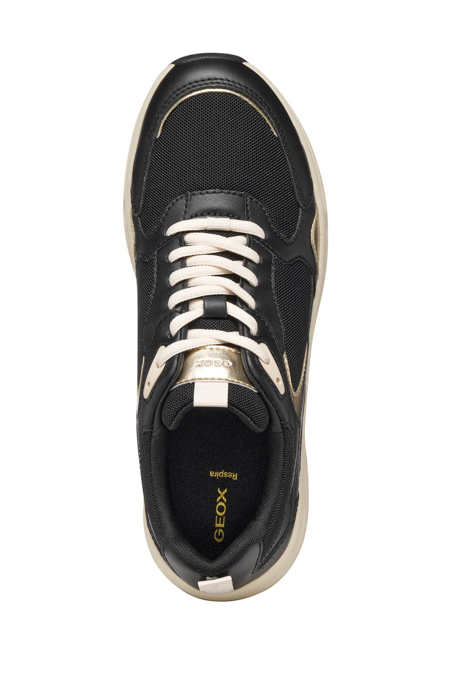 Geox Kadın Siyah D Zarvıa A - Mesh+Pearl.Gbk Bağcıklı Kalın Tabanlı Deri Sneaker