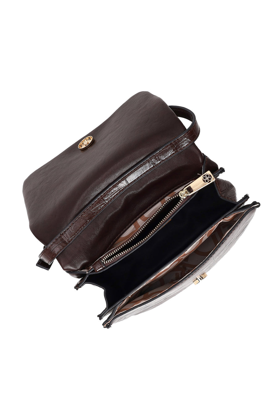 Woman Burgundy Croc-Embossed Crossbody Bag