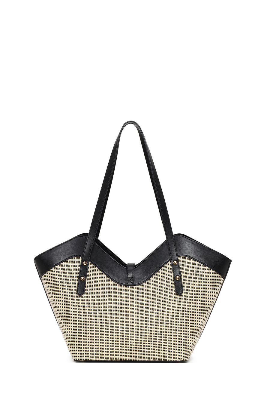Woman Beige Wicker Shoulder Bag