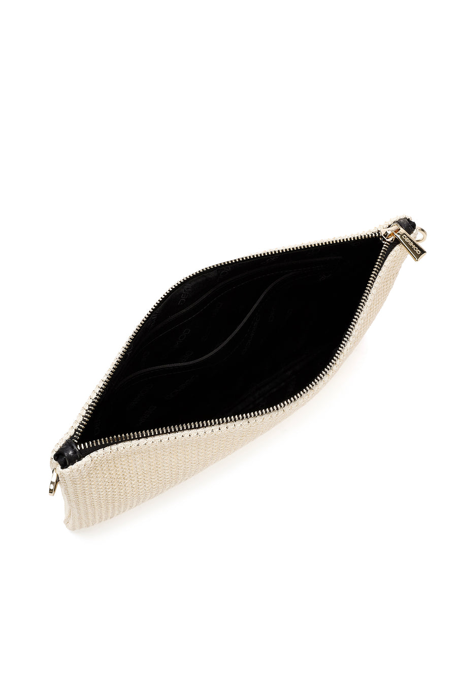 Women's Gold Long Chain Strap Straw Clutch Bag