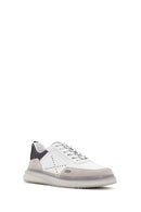 Men's White Laced Thick Heeled Leather Casual Sneaker | Derimod