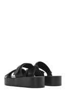Women's Black Strappy Thick Soled Jelly Slippers | Derimod