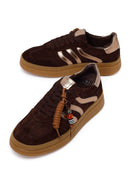Woman Brown Lace-Up Charm Suede Leather Sneaker | Derimod