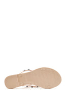 Women's Beige Faux Leather Slippers | Derimod