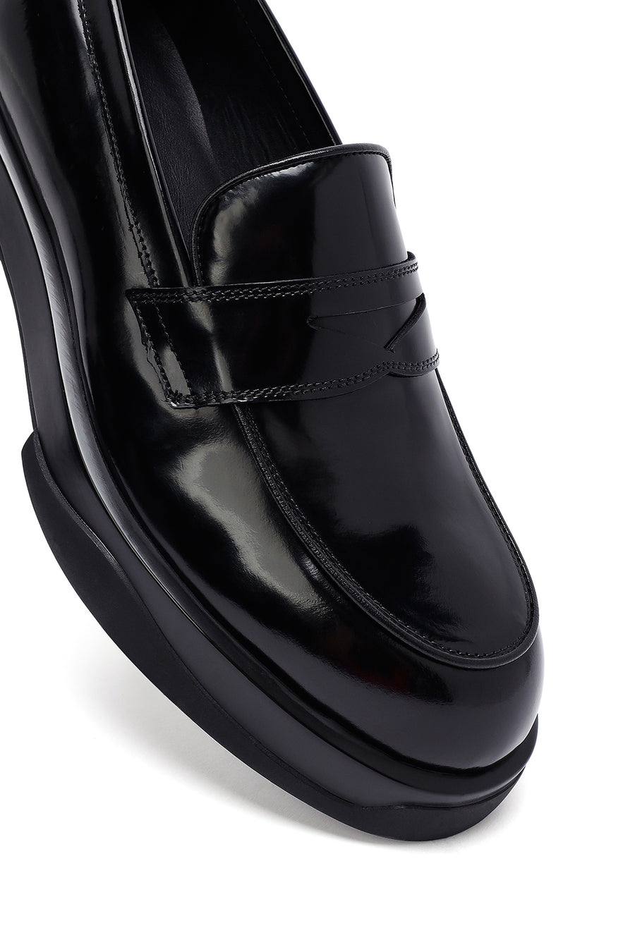 Male Black Thick-Soled Leather Loafer