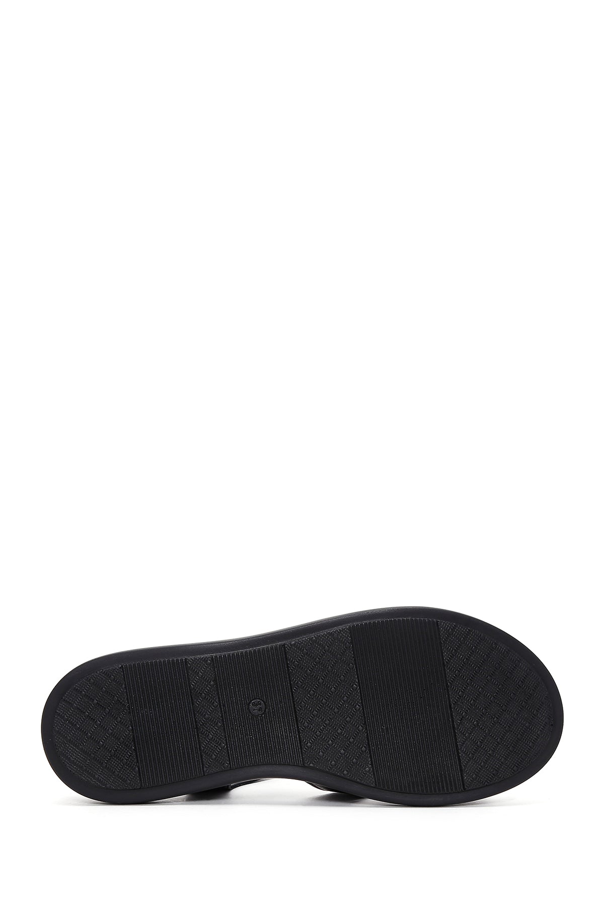 Kadın Siyah Çift Bantlı Deri Comfort Sandalet