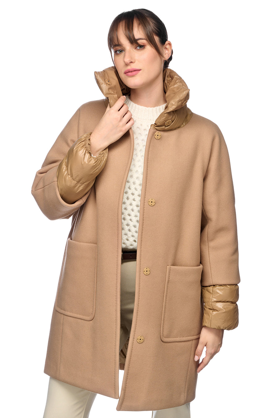 Geox Women's Brown W Diamante Long Coat W4615DT3116F5260 | Derimod