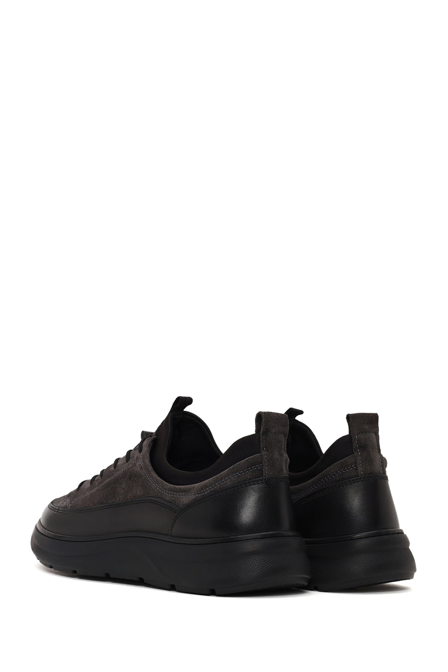 Male Gray Lace-Up Thick-Soled Leather Sneaker