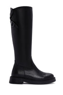 Women's Black Leather Zippered Boots | Derimod