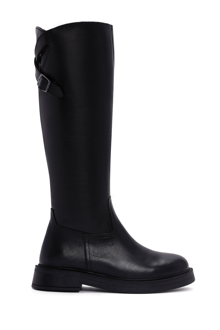 Women's Black Leather Zippered Boots 23WFD201718 | Derimod