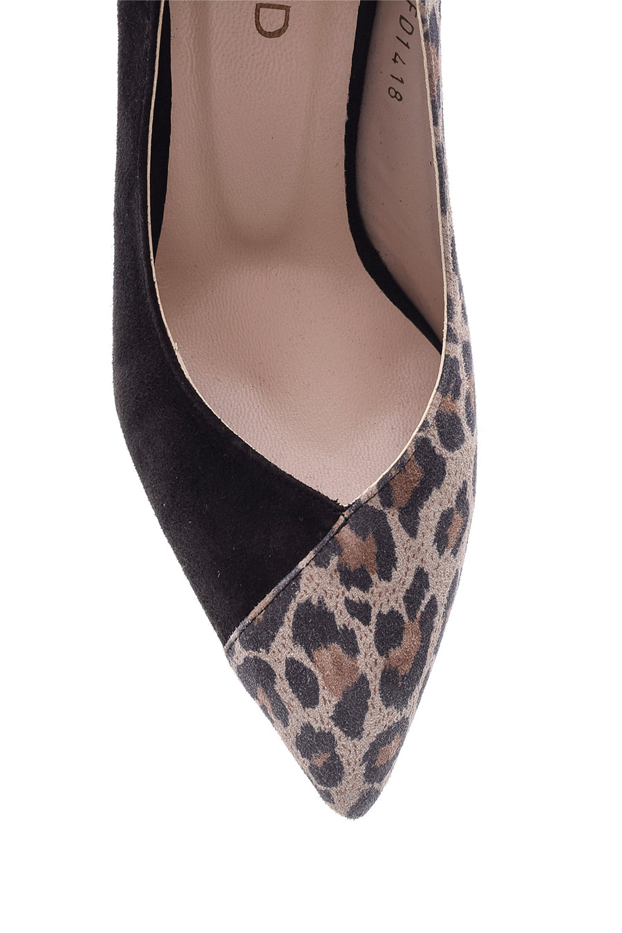 Kadın Leopar Detaylı Süet Deri Stiletto