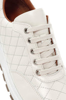 Women's Beige Leather Quilted Sneaker | Derimod