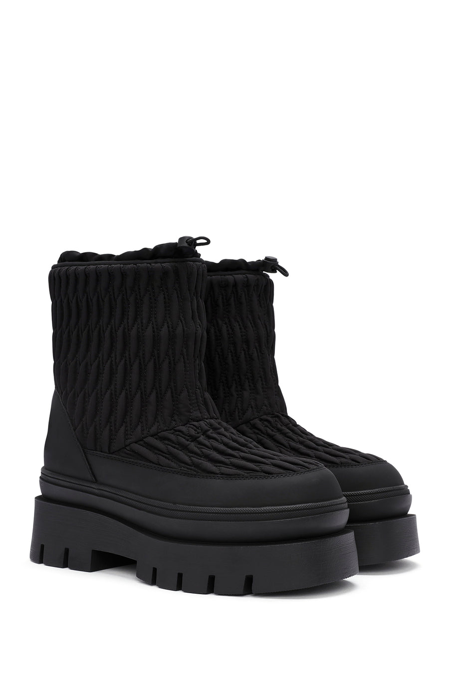 Women's Black Thick Soled Fabric Boots