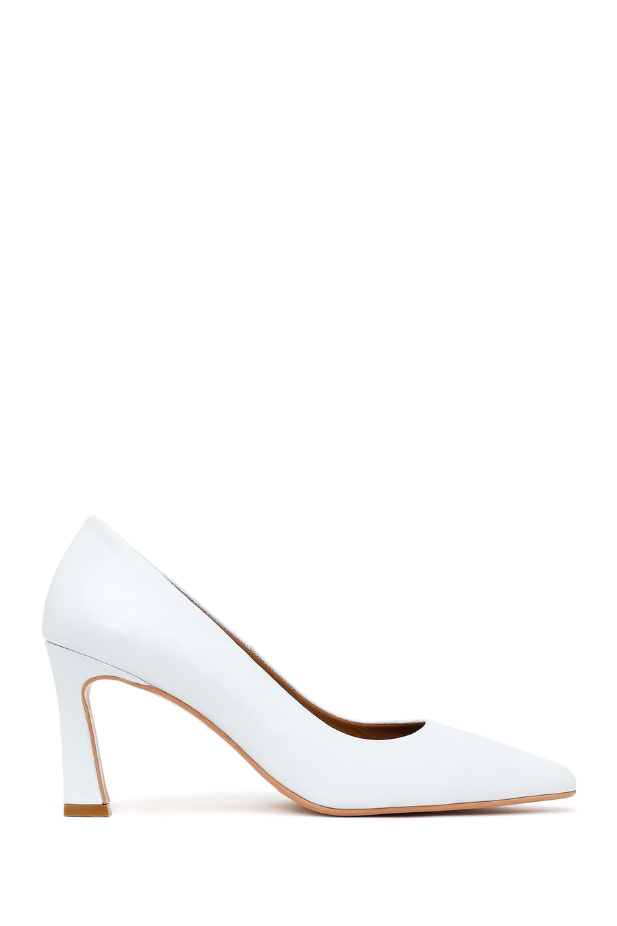 Woman White Thick-Heeled Leather Stiletto 26PFD133618 | Derimod
