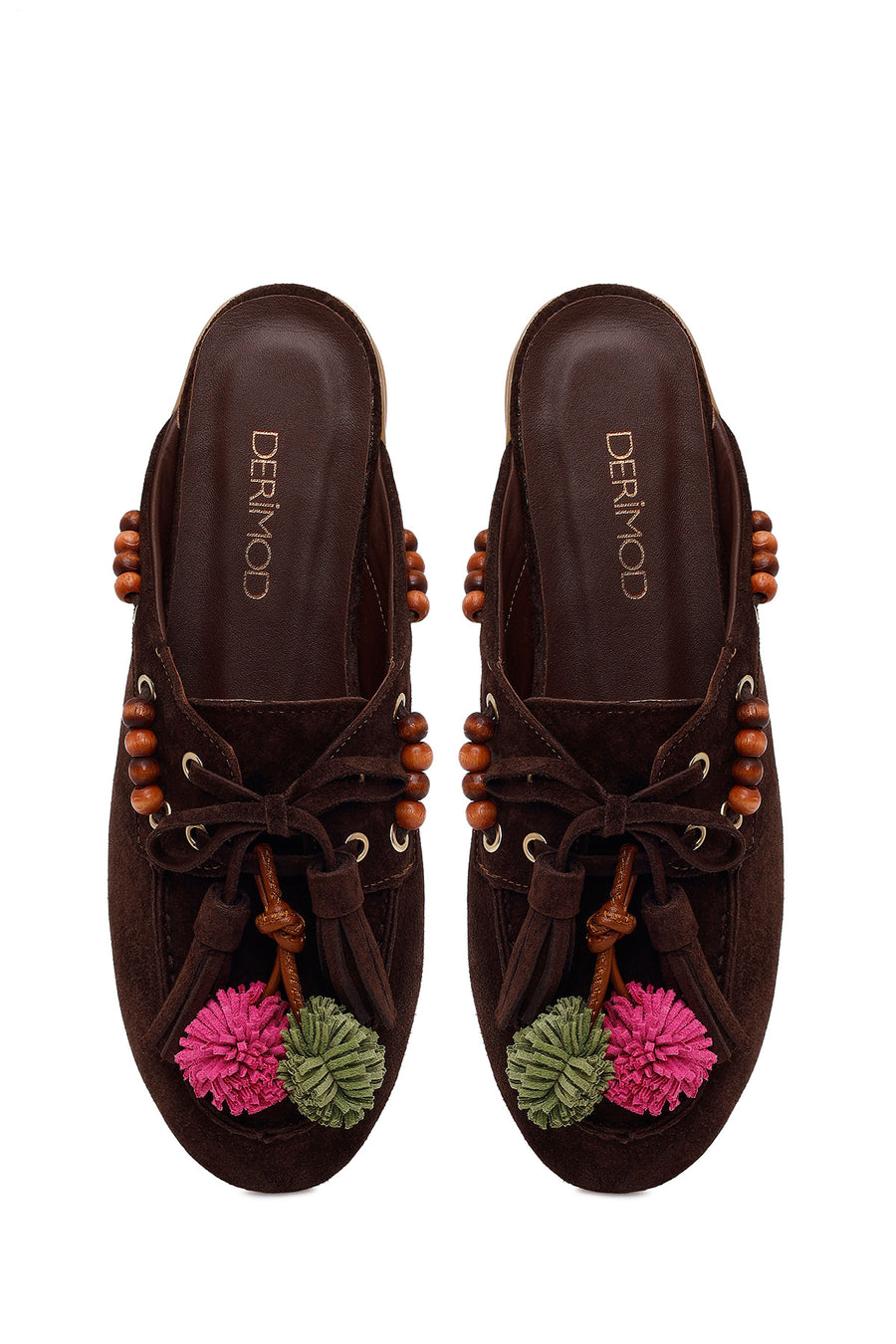 Woman Brown Tassel Suede Mule Slipper