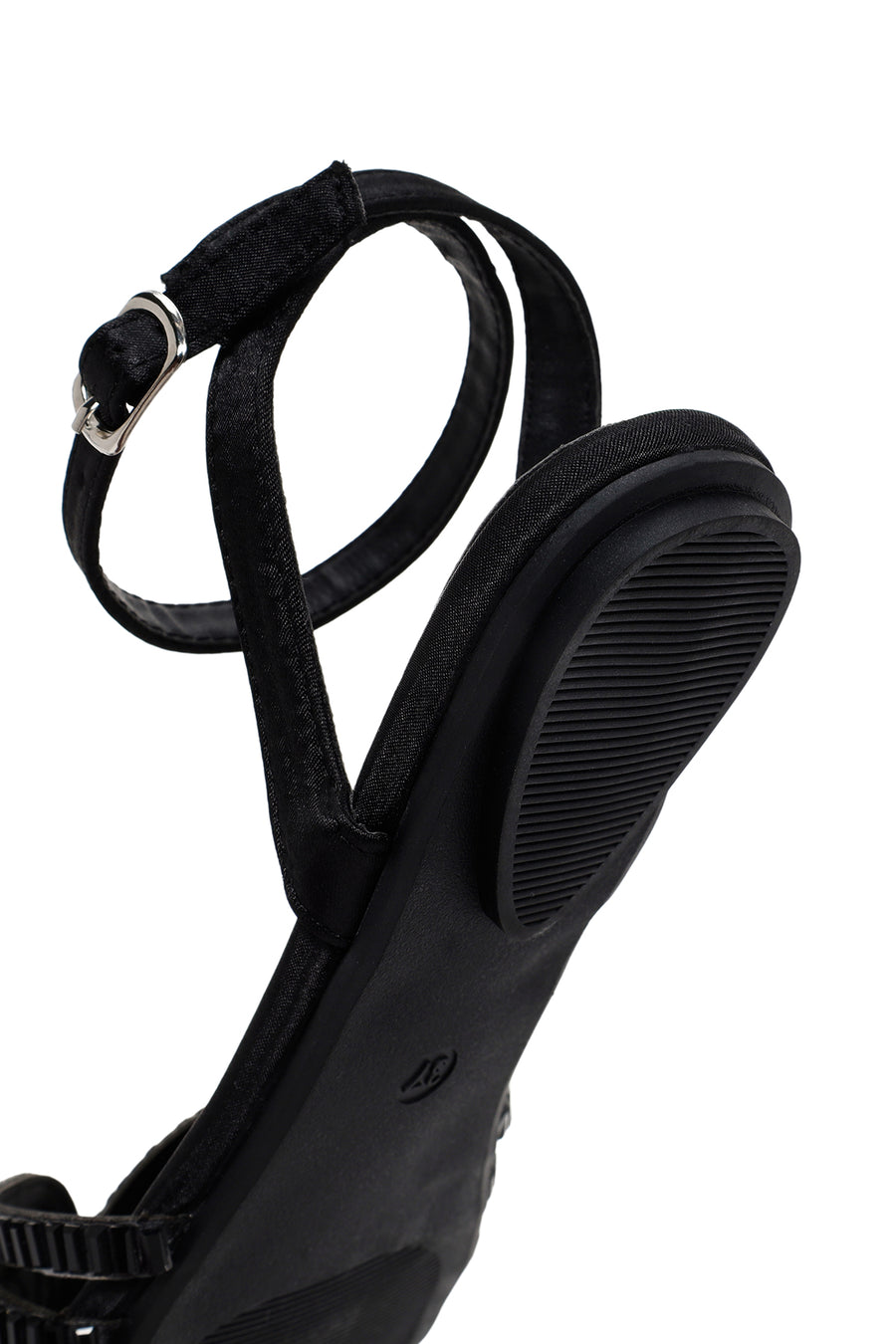 Women's Black Ankle Strap Stone Sandals