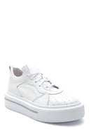 Women's White Leather Sneaker | Derimod