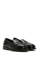 Women's Black Leather Masculine Loafer | Derimod