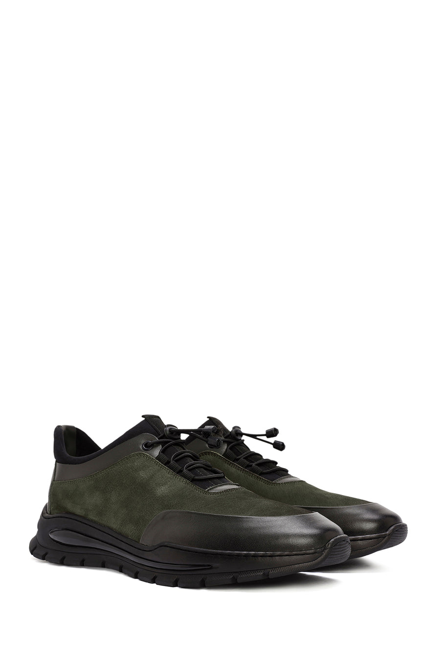 Erkek Yeşil Bağcıklı Nubuk Deri Casual Sneaker