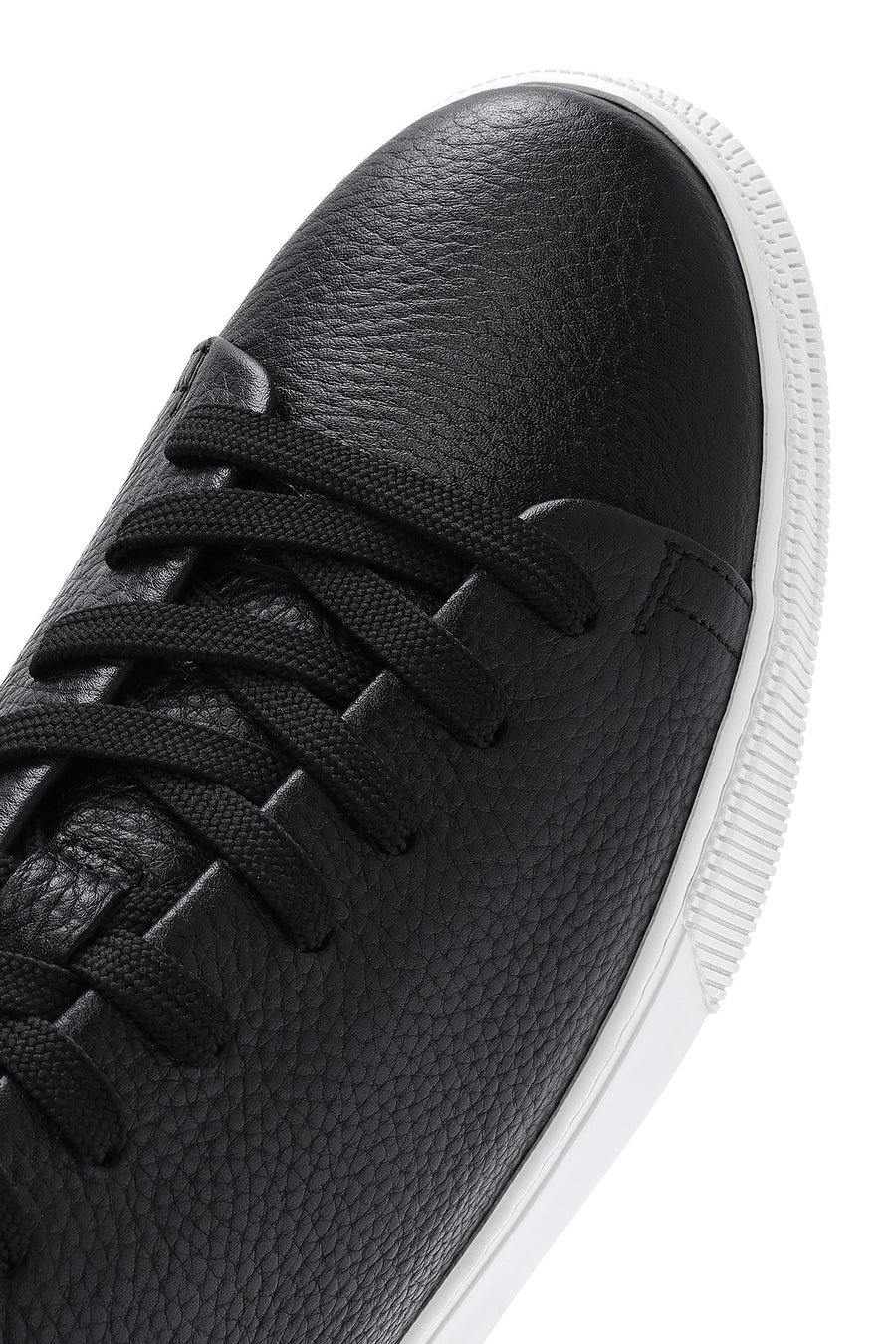 Erkek Siyah Bağcıklı Deri Sneaker