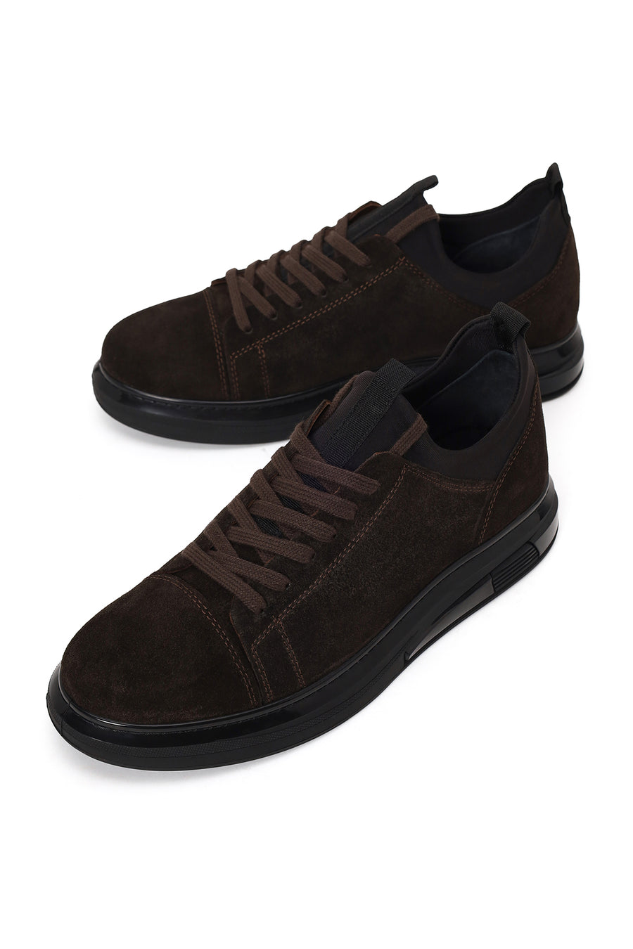 Erkek Kahverengi Bağcıklı Süet Deri Sneaker