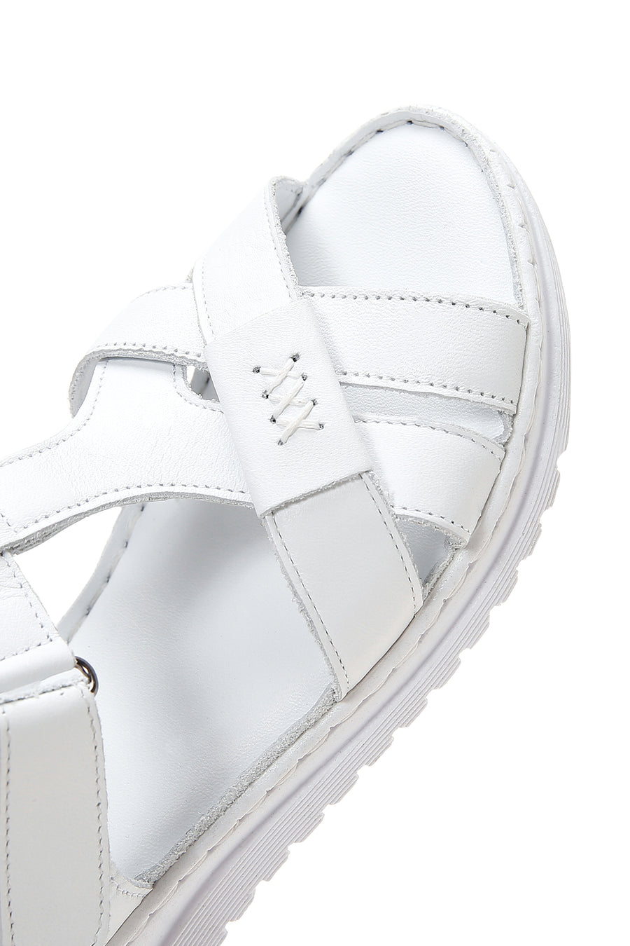 Kadın Beyaz Bantlı Deri Comfort Sandalet