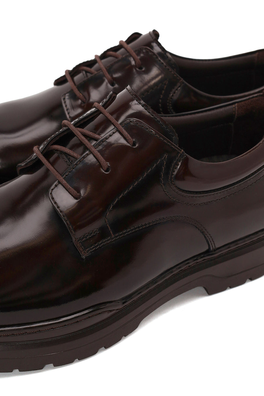 Male Brown Lace-up Thick-Soled Leather Casual Shoes