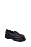 Kadın Siyah Kalın Tabanlı Deri Maskülen Loafer | Derimod