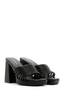 Women's Black Thick Heeled Slippers | Derimod