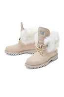 Caterpillar Women's Beige Utah Fur Nubuck Leather Lace Up Boots | Derimod