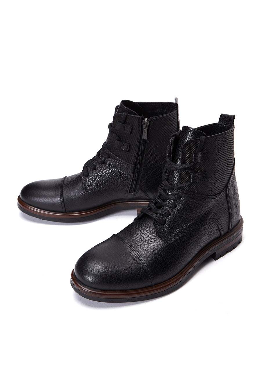 Men's Black Leather Zippered Boots