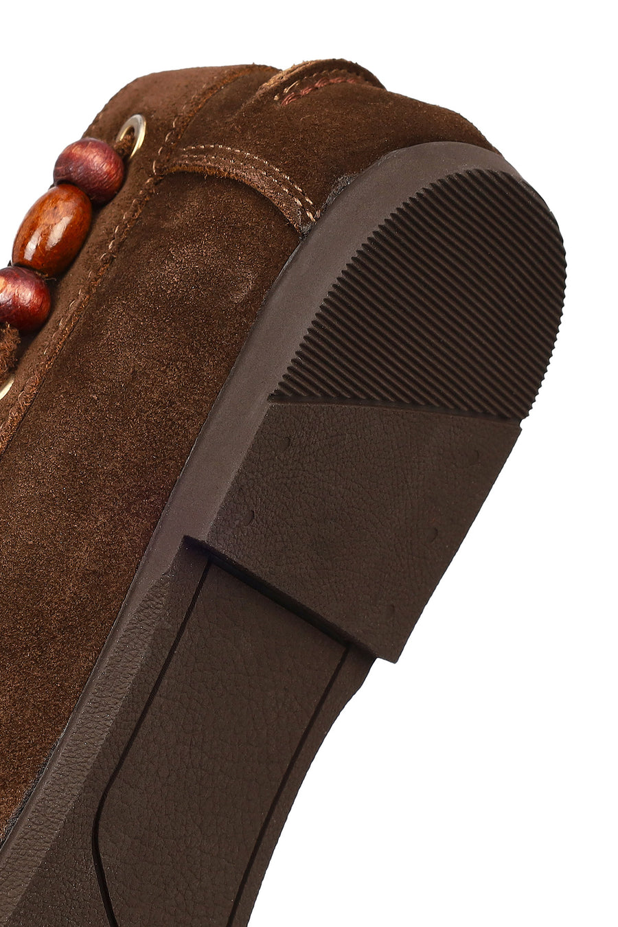 Women's Brown Suede Leather Loafer with Accessory Details