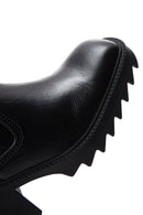 Women's Black Zippered Thick Heeled Leather Boots | Derimod