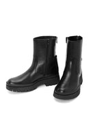 Women's Black Zippered Leather Boots | Derimod