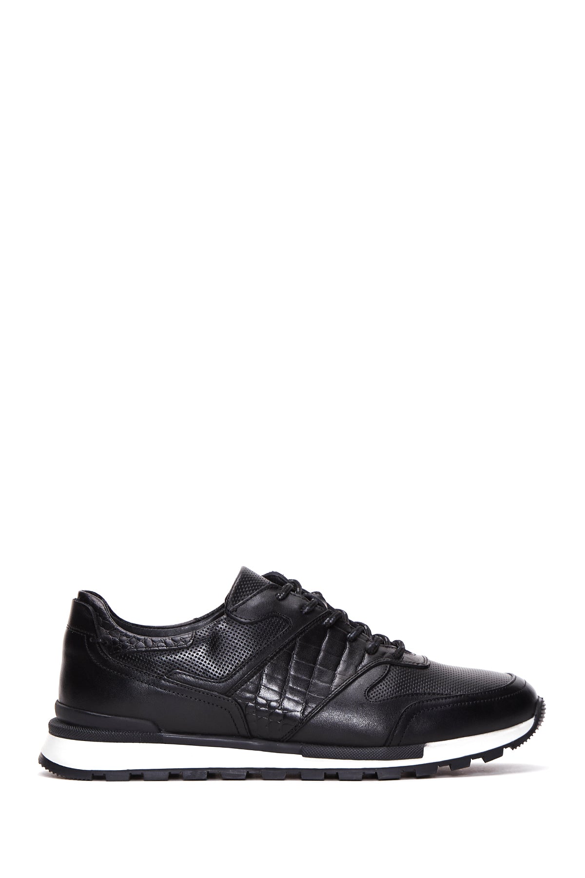 Men's Black Lace-Up Leather Casual Sneaker 24SFD610014 | Derimod