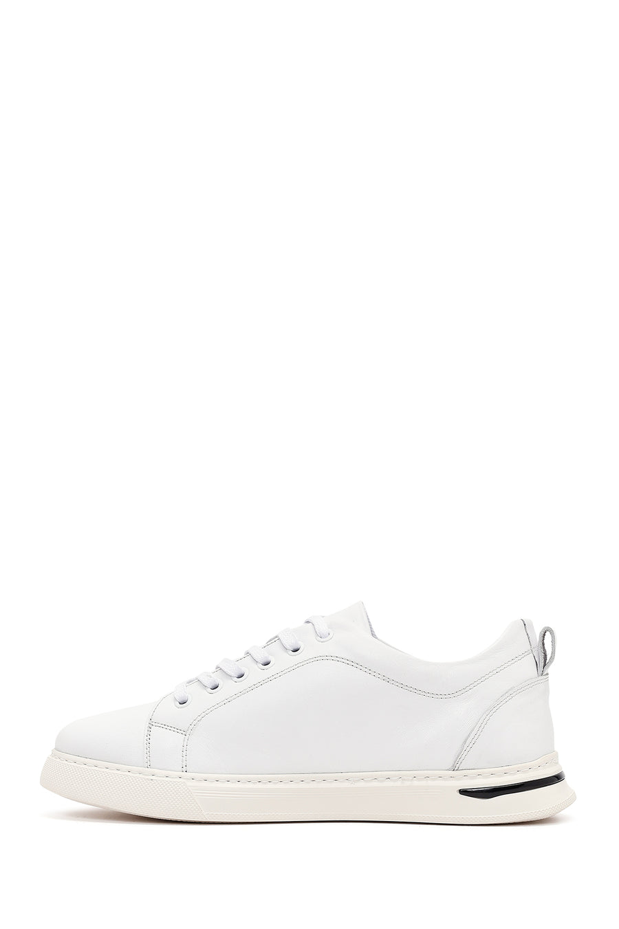 Male White Lace-Up Leather Sneaker