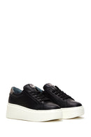 Women's Black Leather Thick Soled Sneaker | Derimod