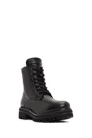 Women's Black Zippered Leather Boots | Derimod