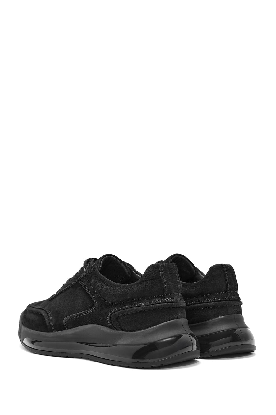 Erkek Siyah Bağcıklı Nubuk Deri Sneaker